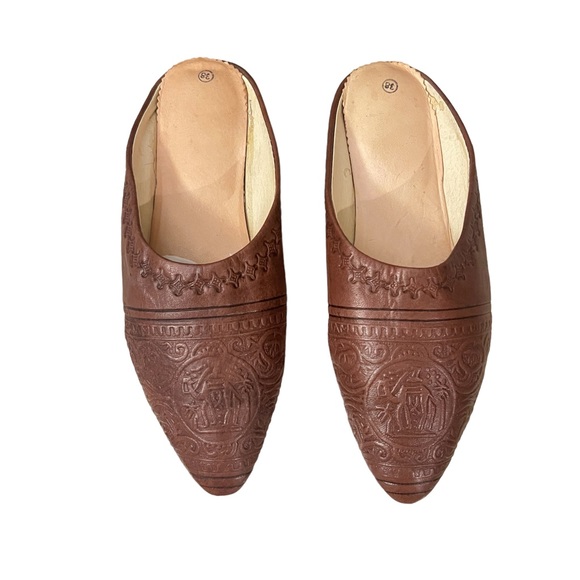 Vrai Cuir Moroccan Handmade  Leather Slippers Slip On US 7/EUR 38 EUC - Picture 5 of 5